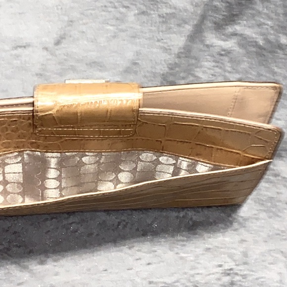 Kate Spade Gold Croc Skin Cashmere Long Clutch Snap Wallet EUC - Picture 12 of 12